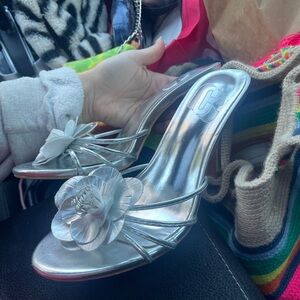 Brand new silver flower heels